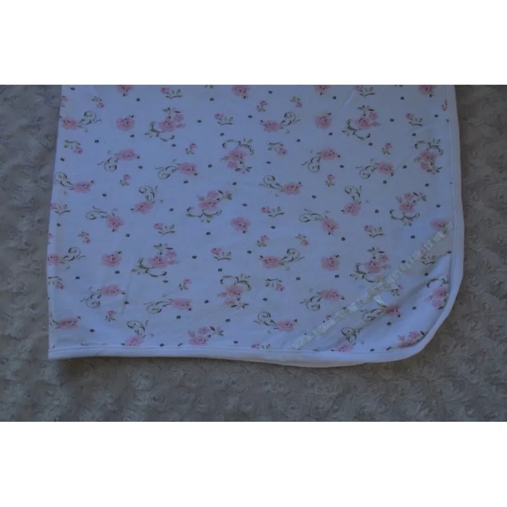 Little Me Flower Baby Blanket Floral Rose Pink White Bow Security Lovey